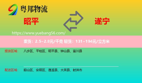 昭平縣到遂寧物流